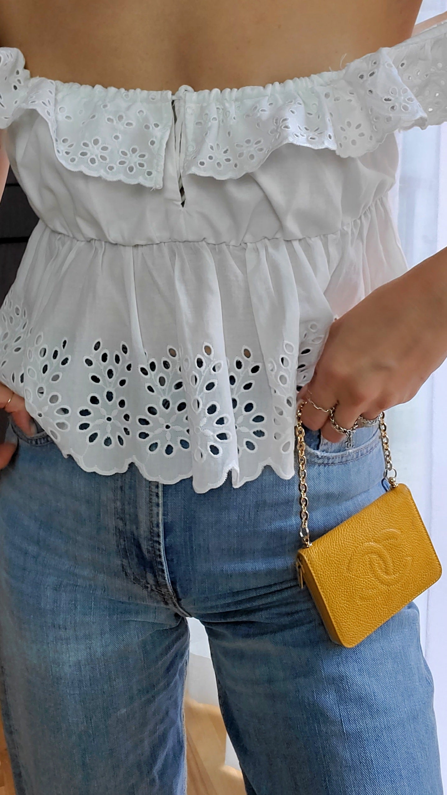 Authentic Chanel Upcycle (Yellow) Caviar Keyholder with Chain