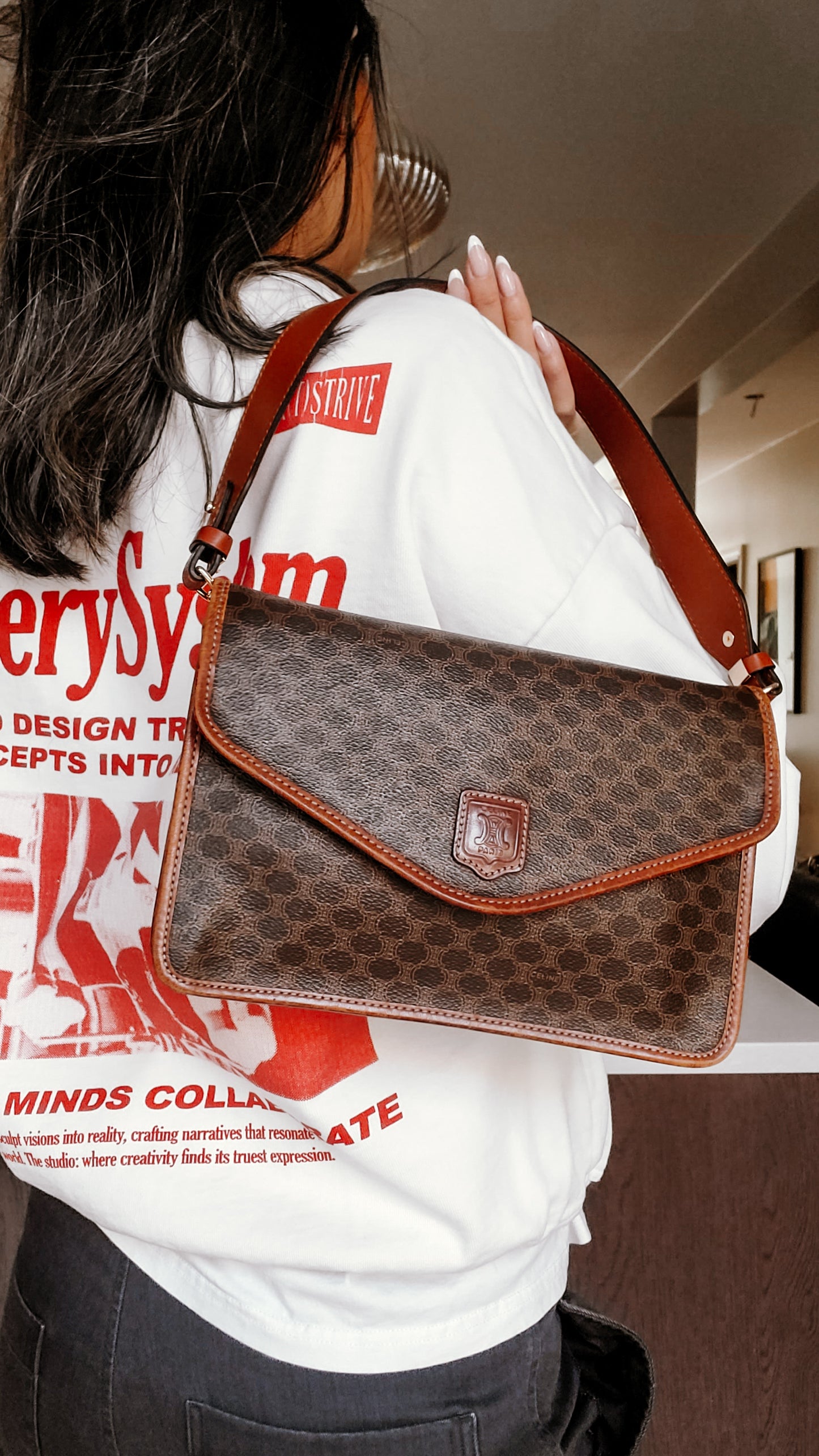 Authentic Vintage Celine Versatile Shoulder/ Crossbody Brown Purse