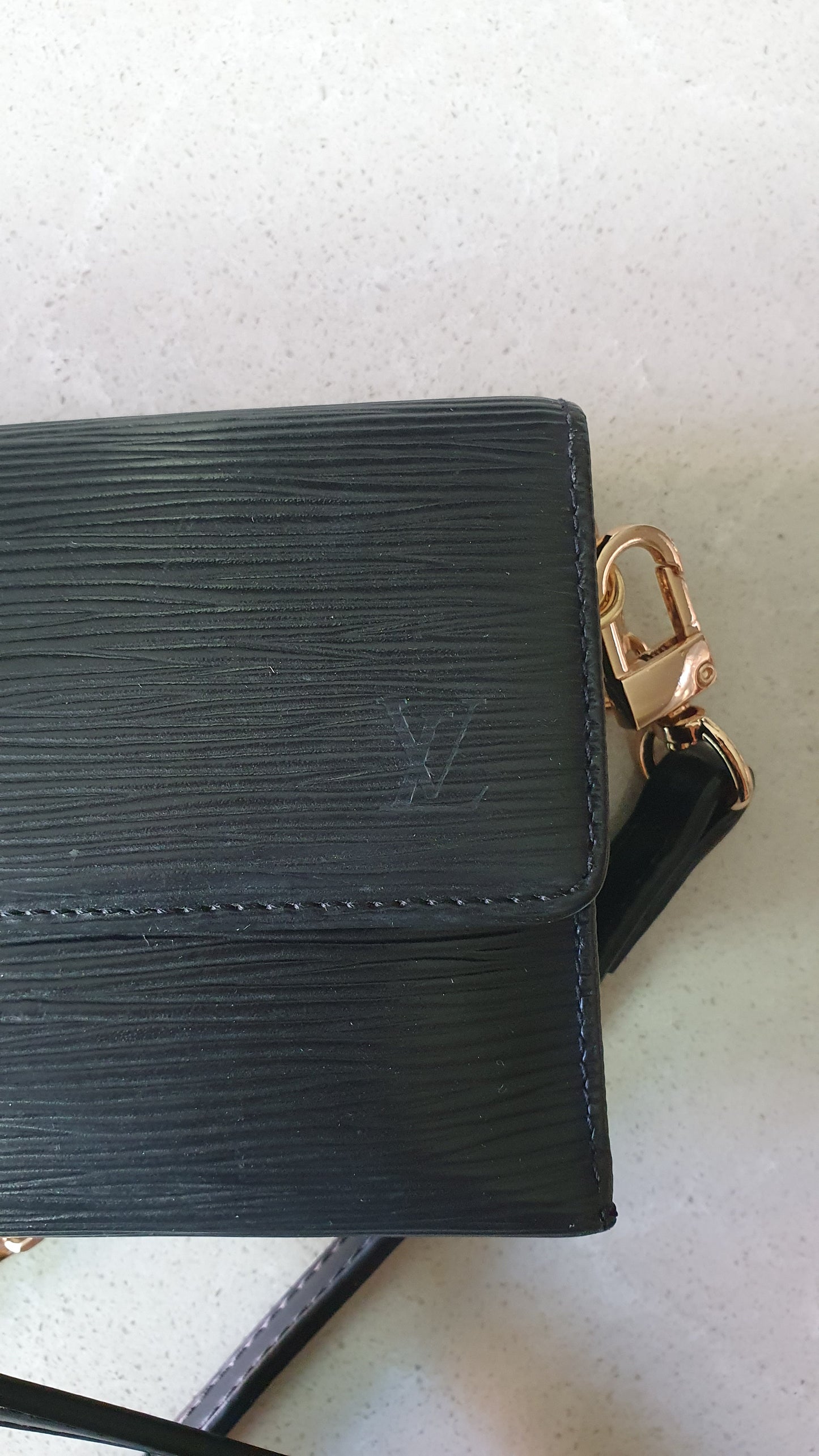 Authentic Louis Vuitton Upcycle Long Black Epi Wallet on Strap & Chain