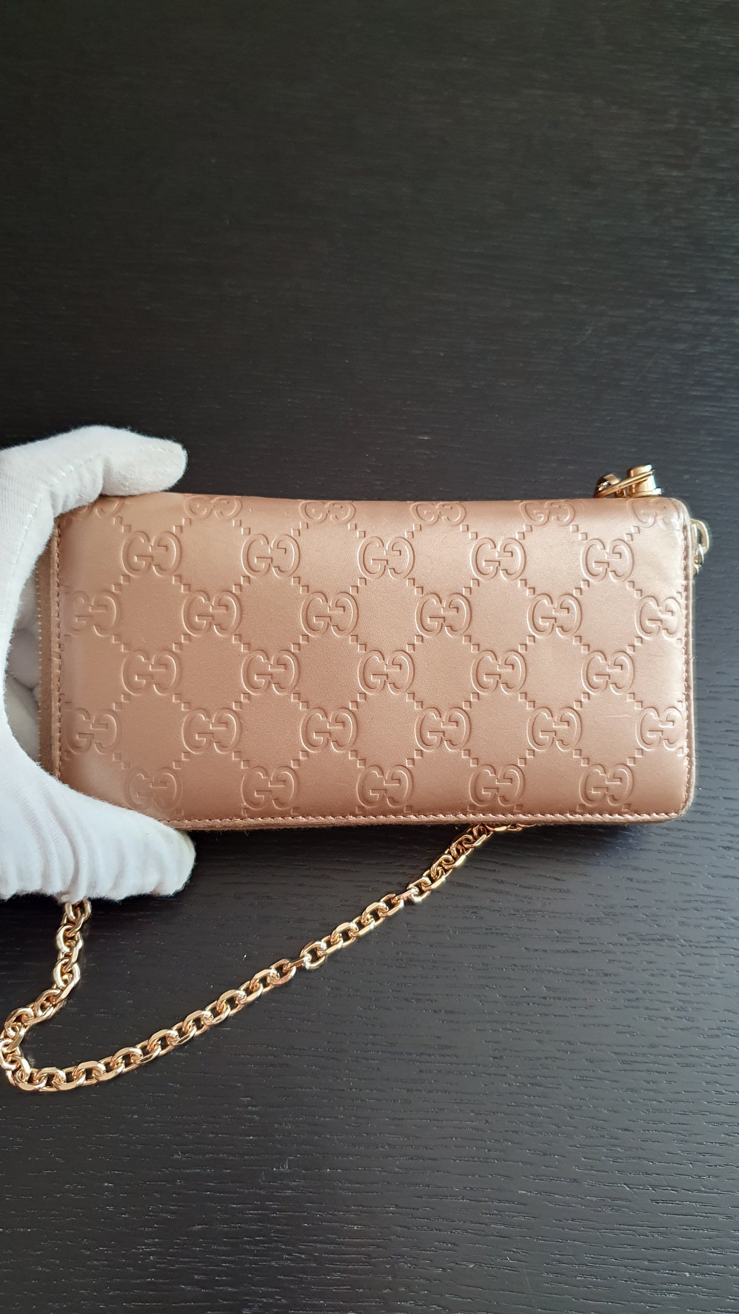 Authentic Gucci Upcycle Zip Wallet with Shoulder Chain