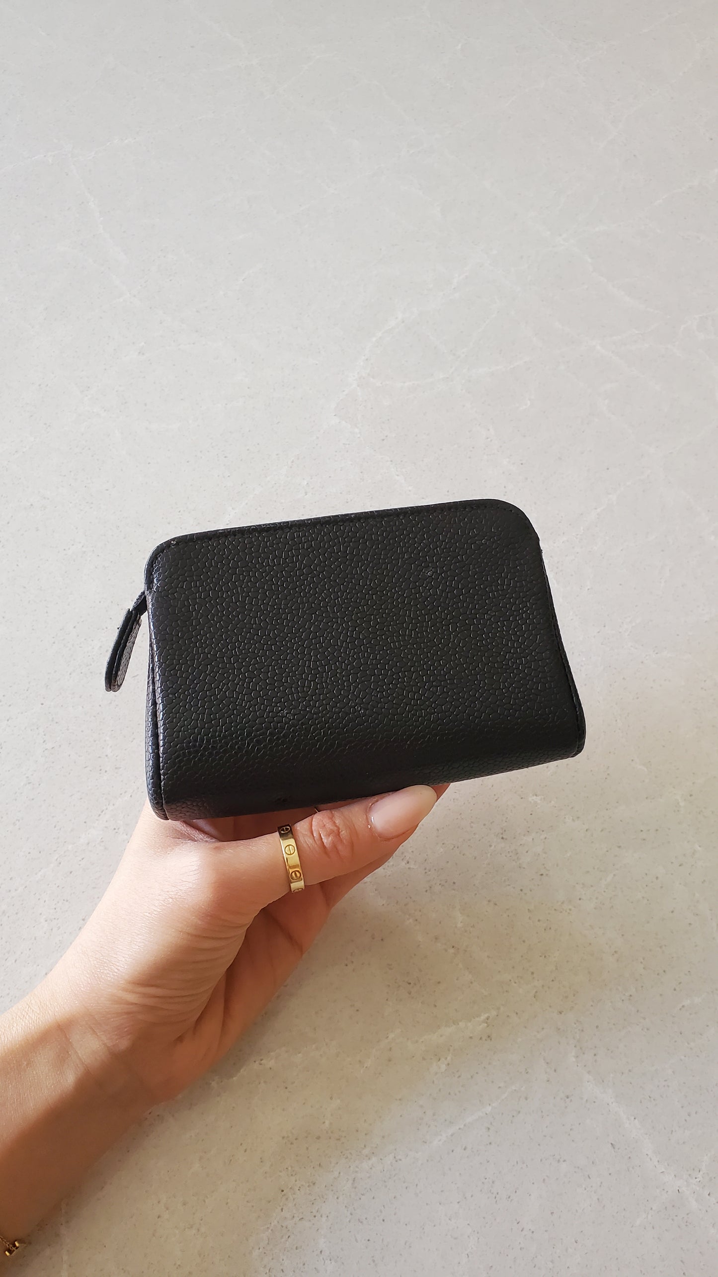 Authentic Chanel Black Caviar Leather Pouch