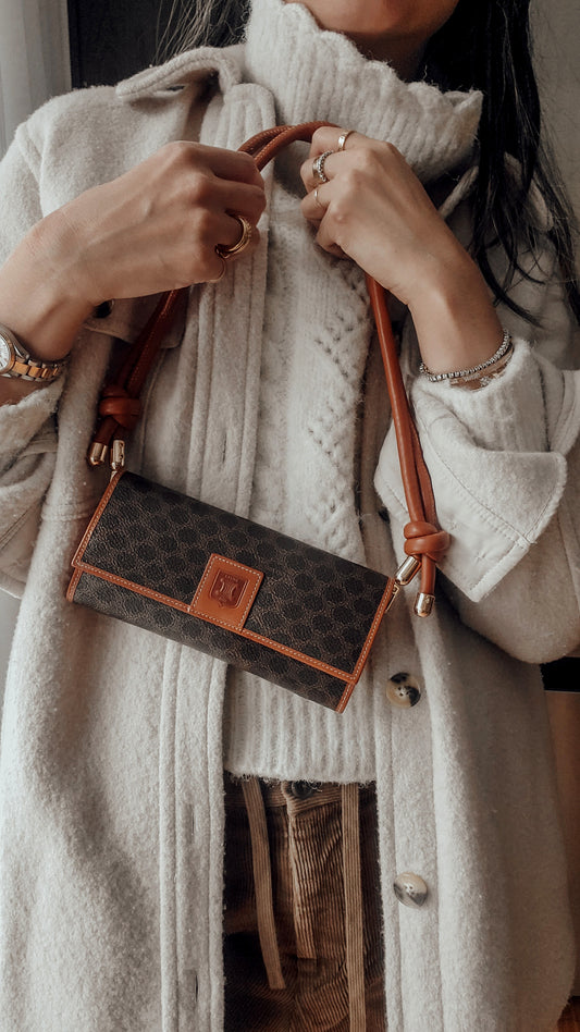 Authentic Vintage Celine Upcycle Long Wallet on Chain & Strap