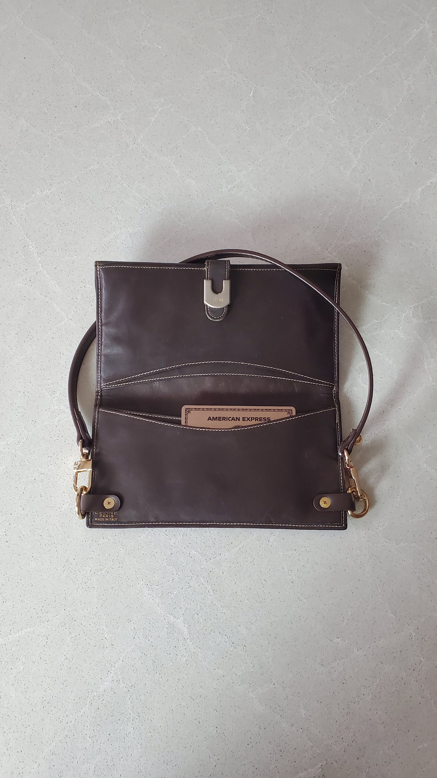 Authentic Vintage Celine Upcycle Wallet with Shoulder Strap