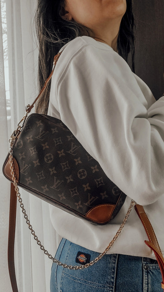 Authentic Vintage Louis Vuitton Upcycle Purse with 2 Straps & Chain