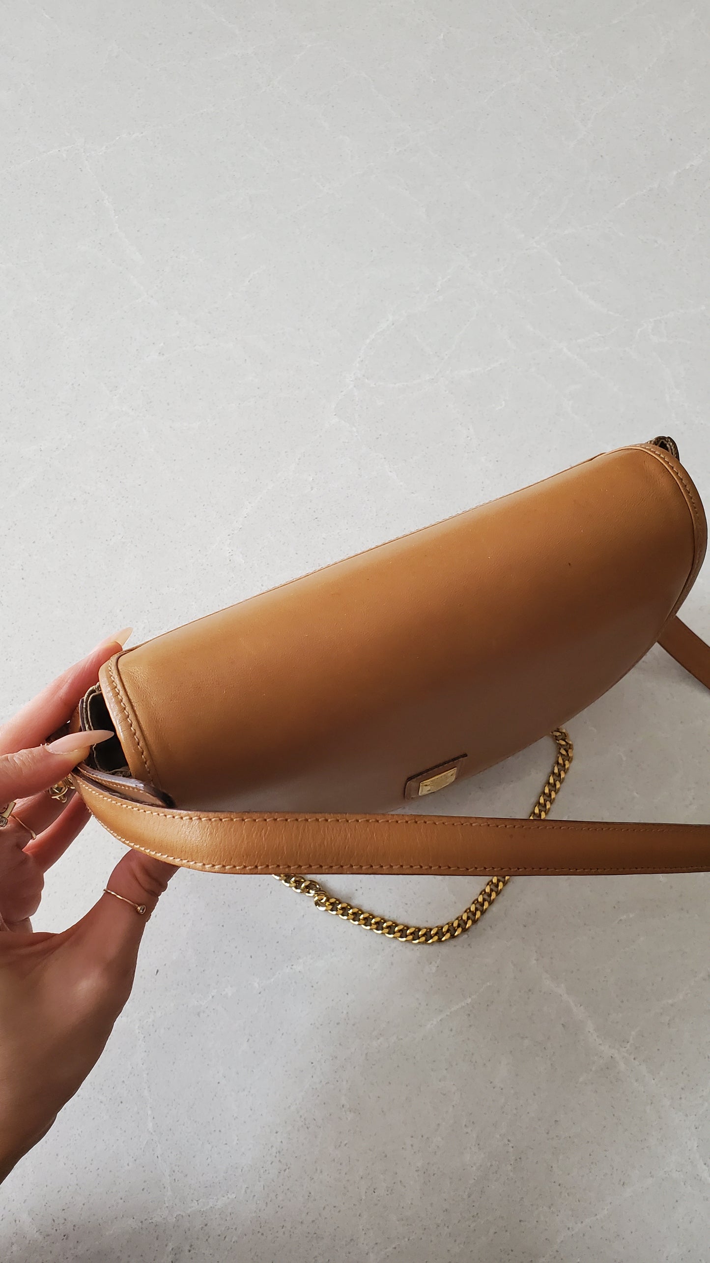 Authentic Vintage Celine Upcycle Tan Purse on Chain