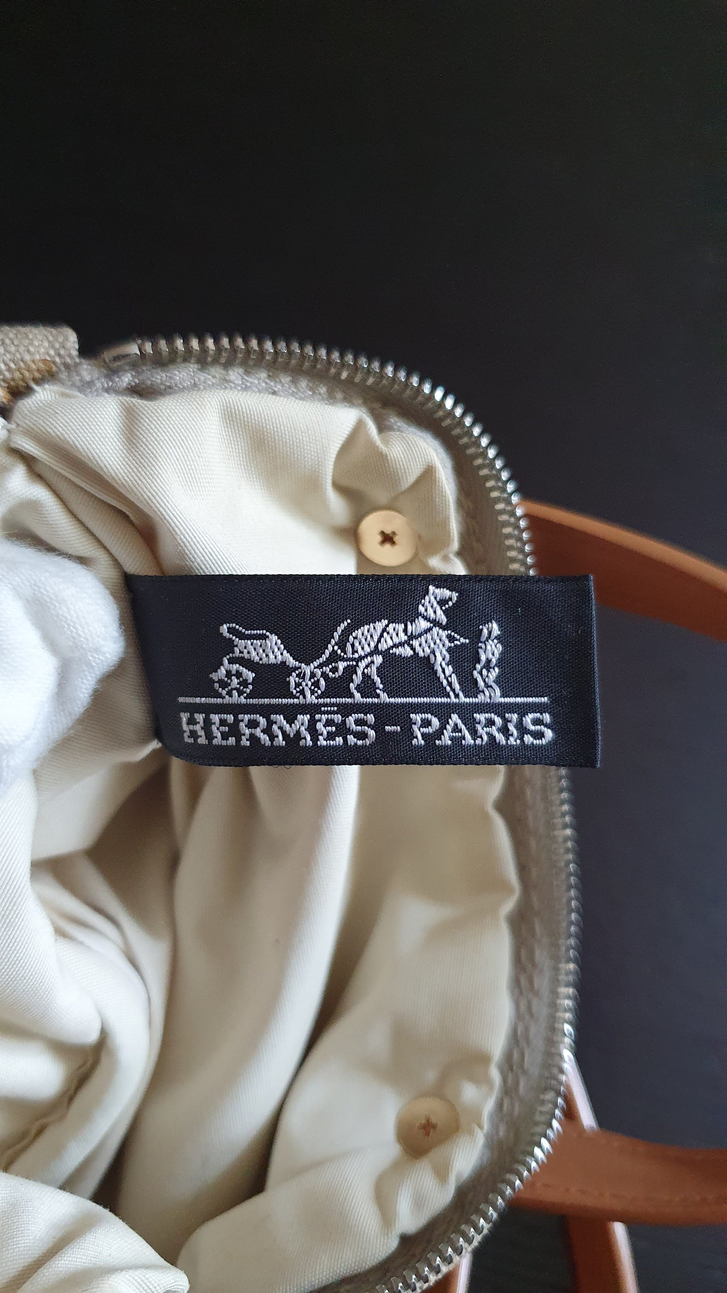 Authentic Hermès Upcycle Canvas Small Pochette with Straps