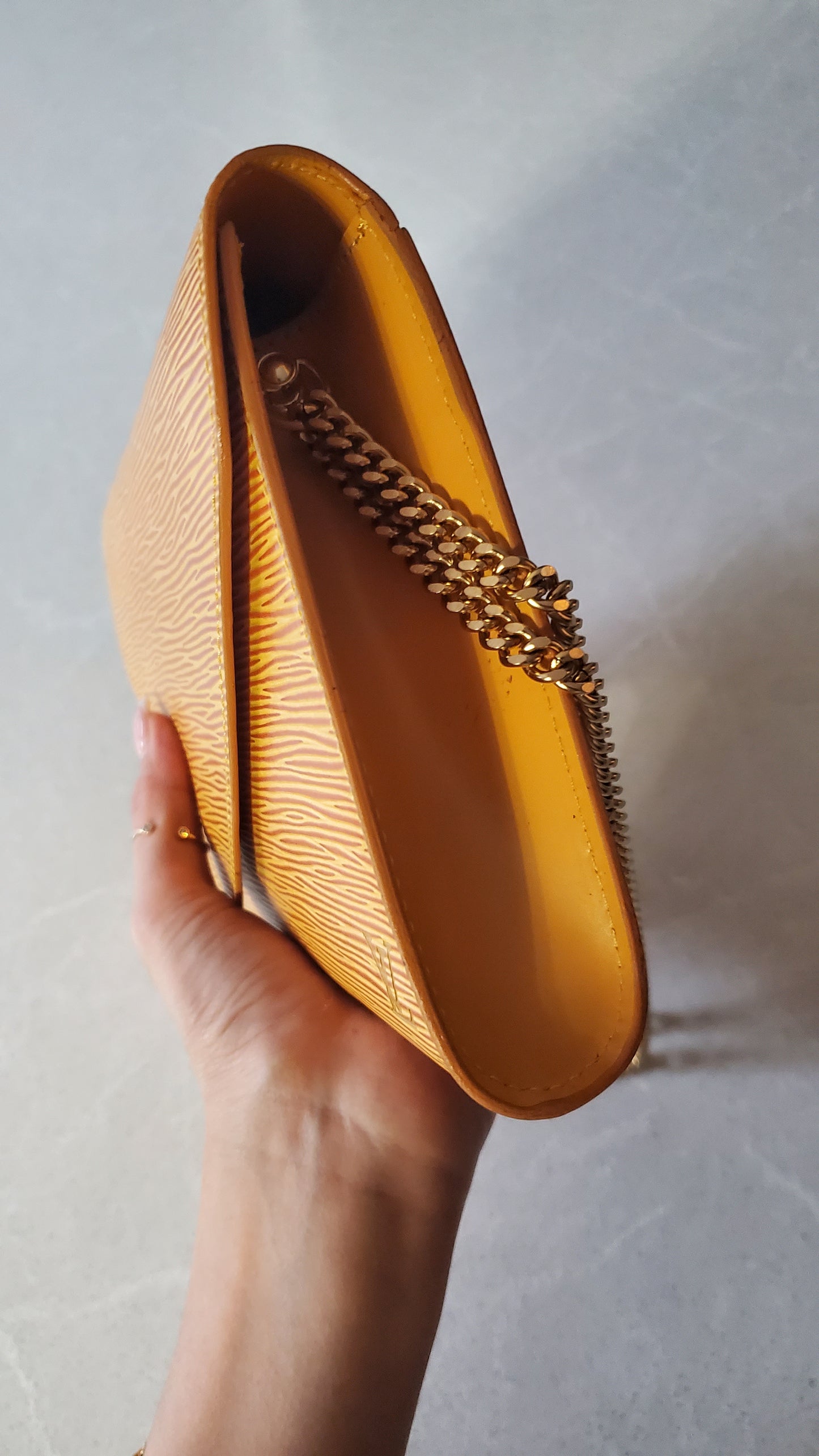 Authentic Vintage Louis Vuitton Upcycle Yellow Epi Purse on Chains