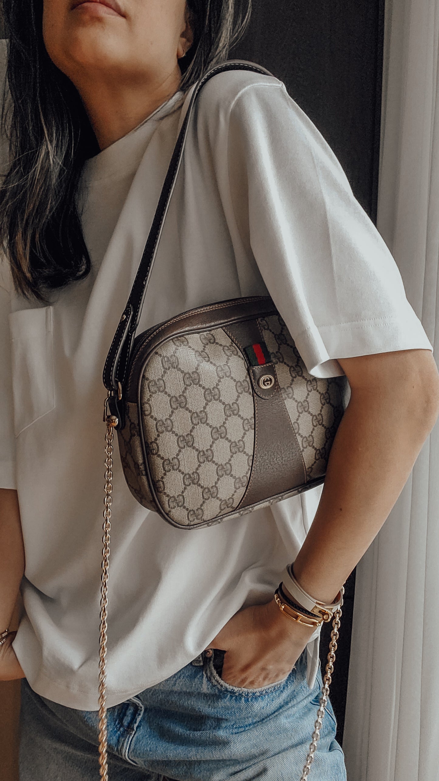 Authentic Vintage Gucci Upcycle Purse with Strap & Chain