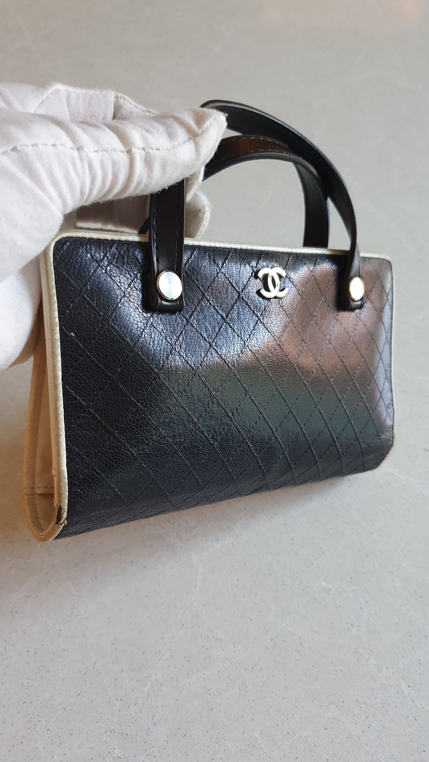 Authentic Chanel Upcycle Black Leather Wallet with Straps