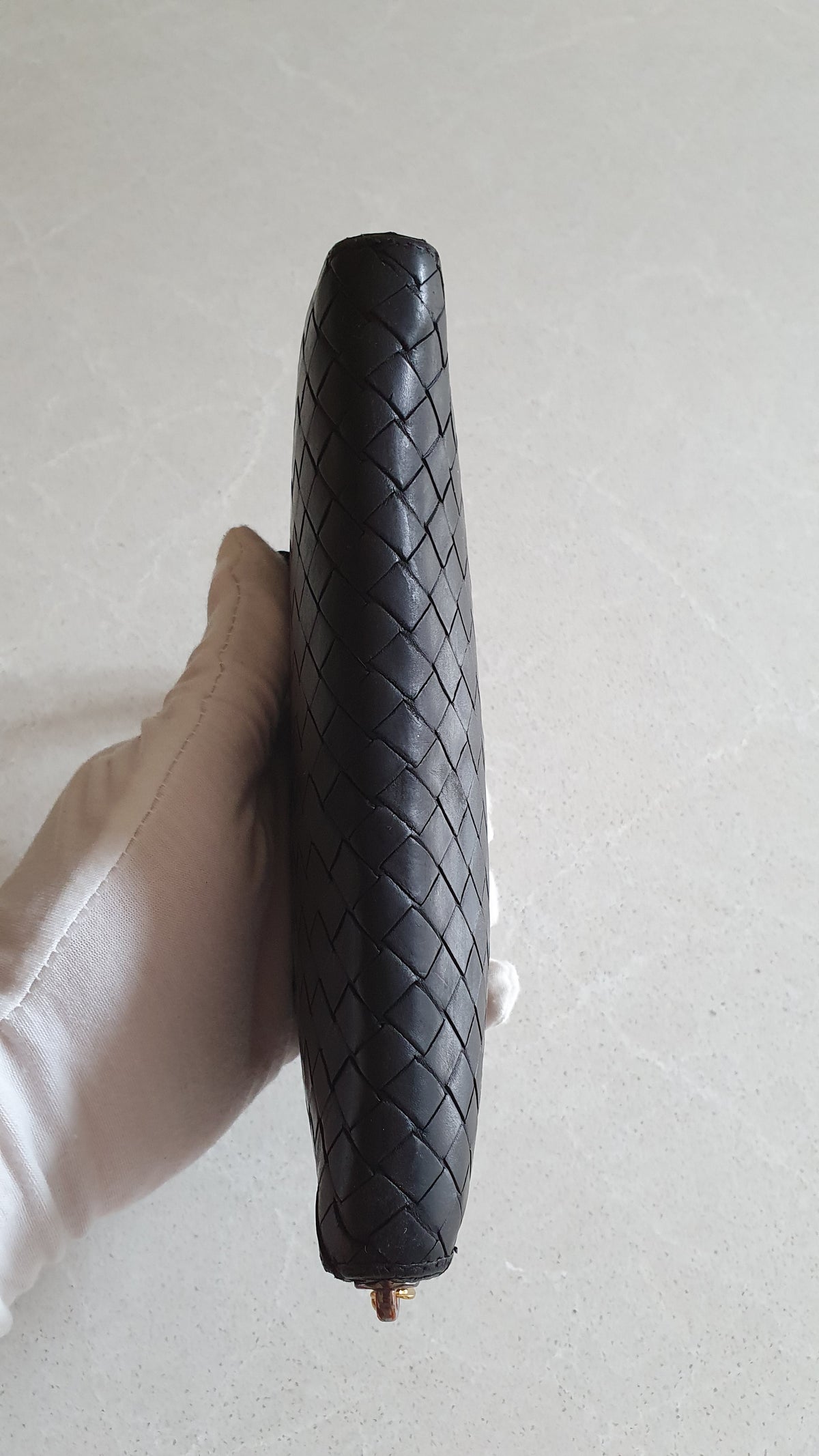 Authentic Bottega Veneta Upcycle Black Zip Wallet with Two Handles