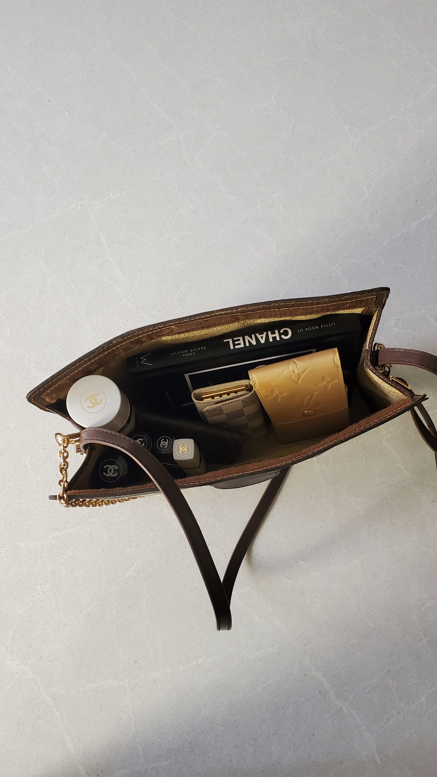 Authentic Vintage Gucci Upcycle Brown Purse (with velcro closing) with Adjustable Strap & Chain