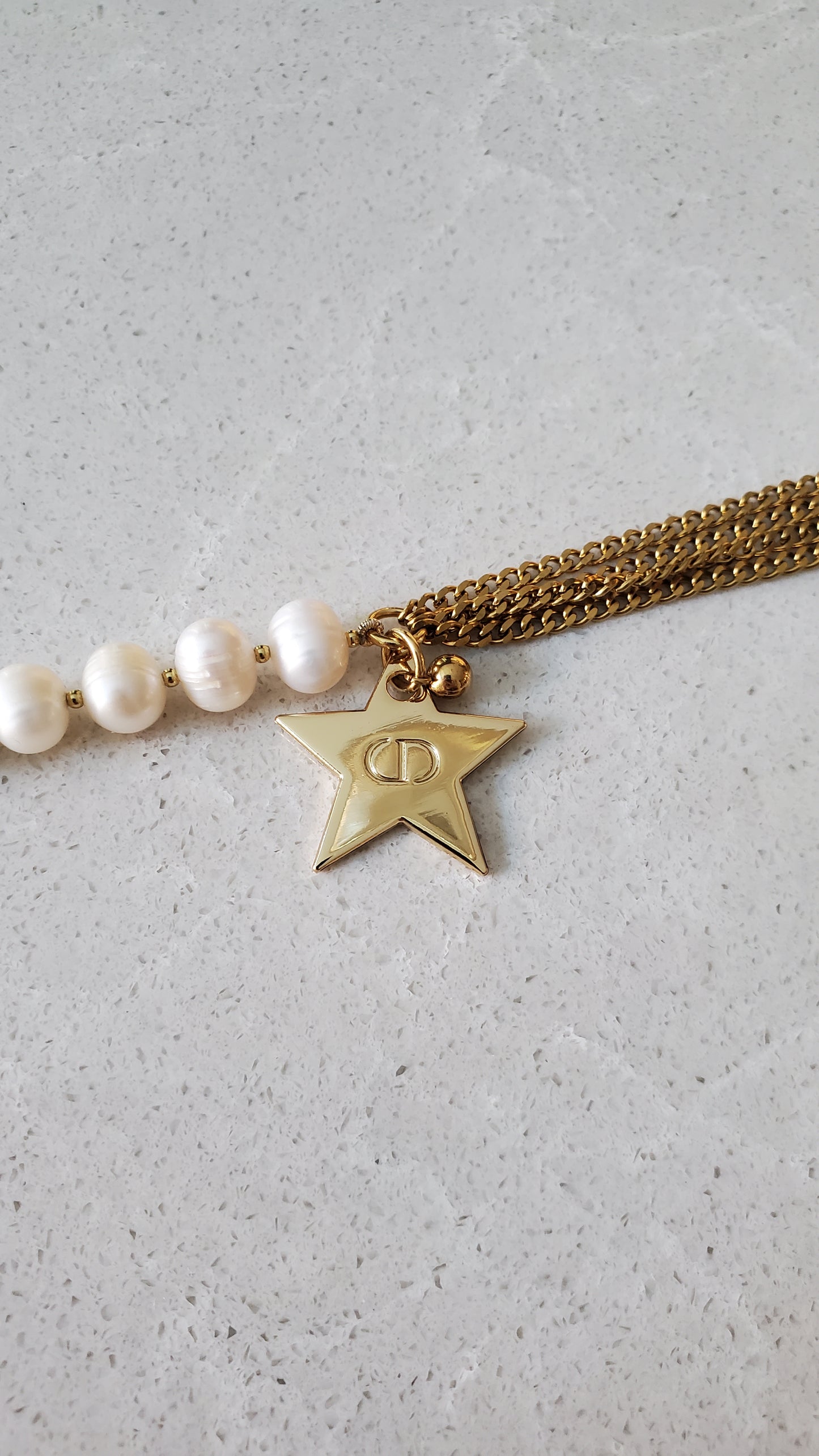 Authentic Dior (Star) Upcycle Handmade Real Freshwater Half Pearl Bracelet