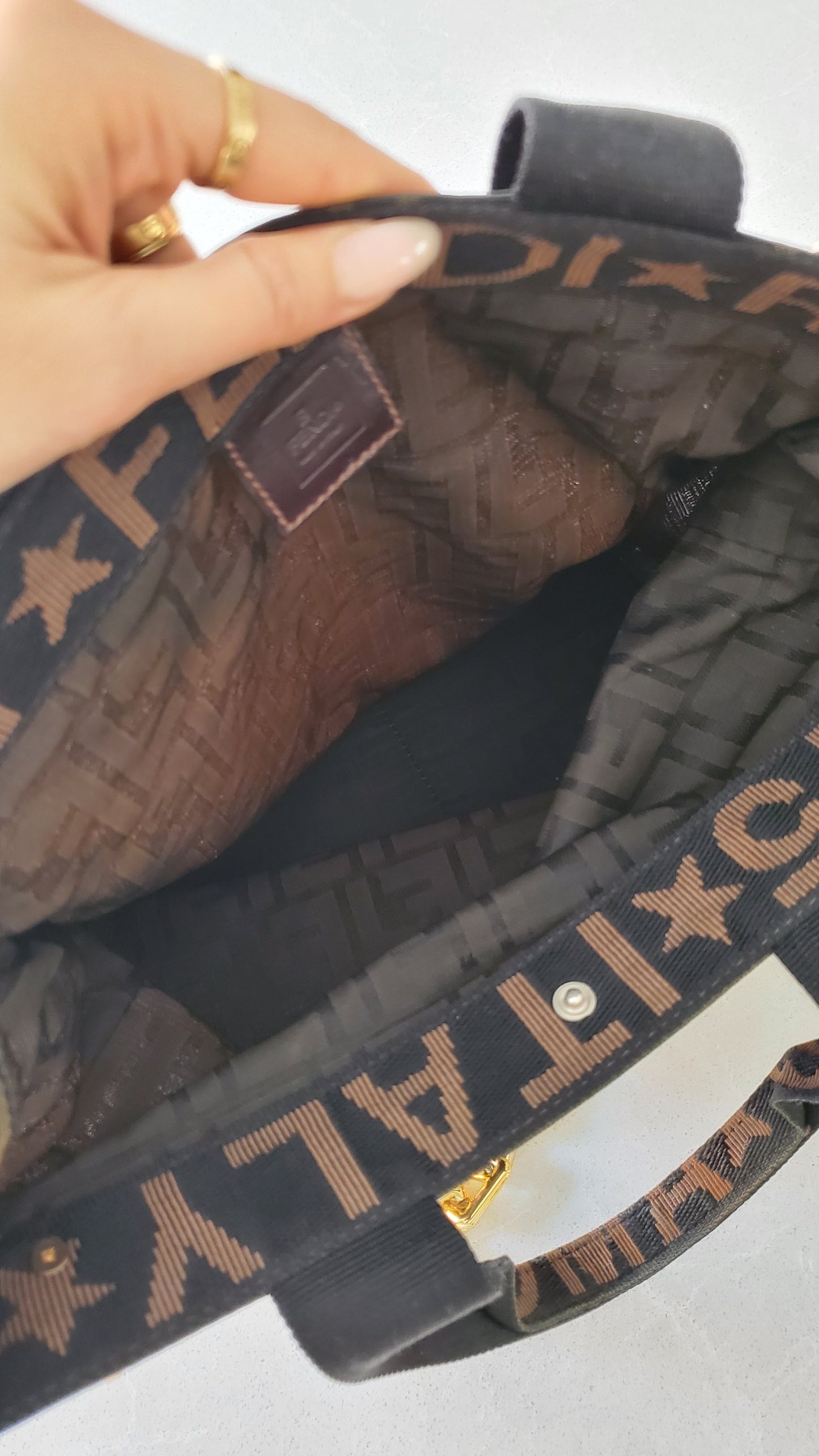 Authentic Fendi FF Upcycle Large Tote Bag with Chains