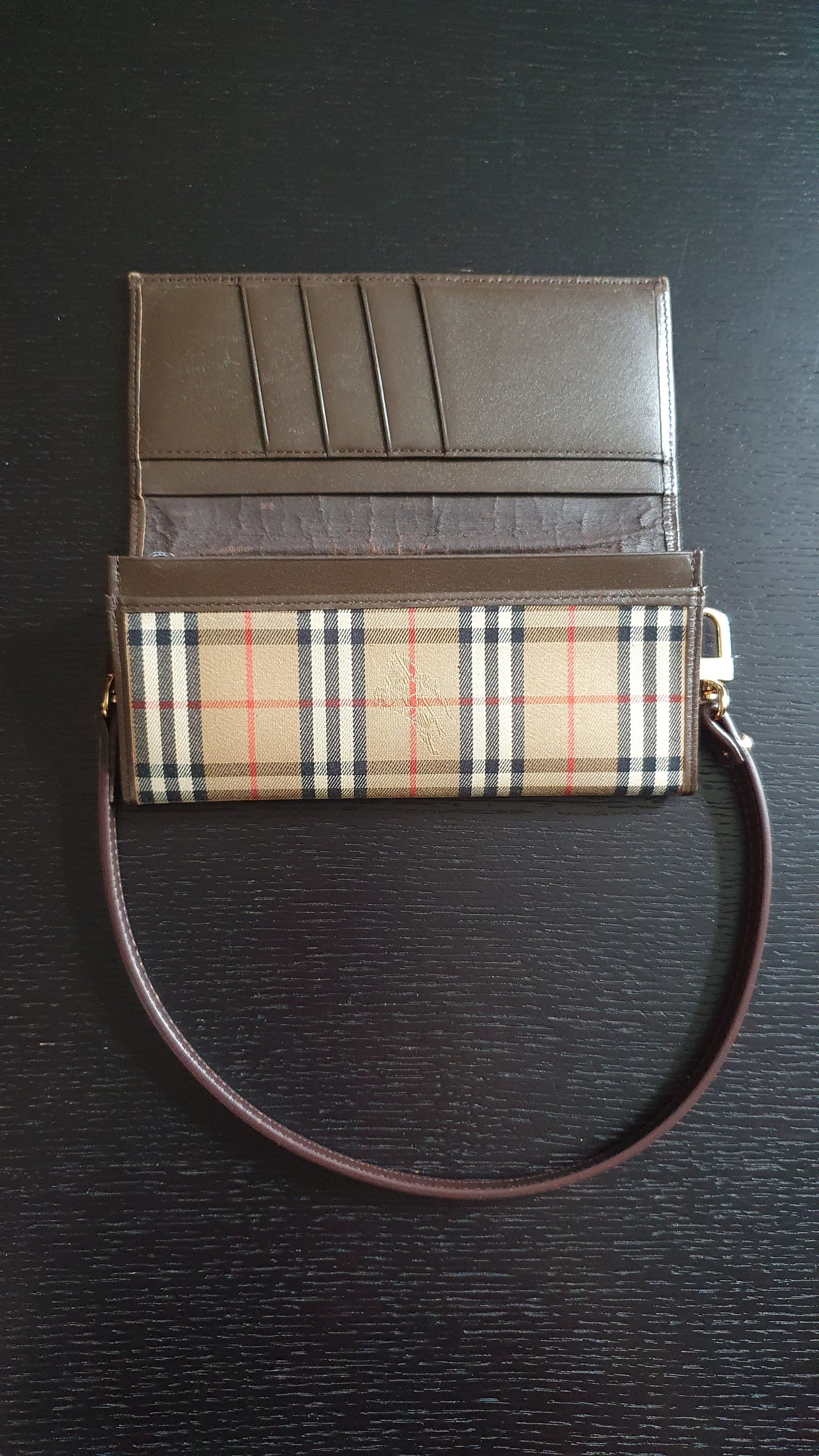 Authentic Burberry Upcycle Flap Wallet with Shoulder Strap