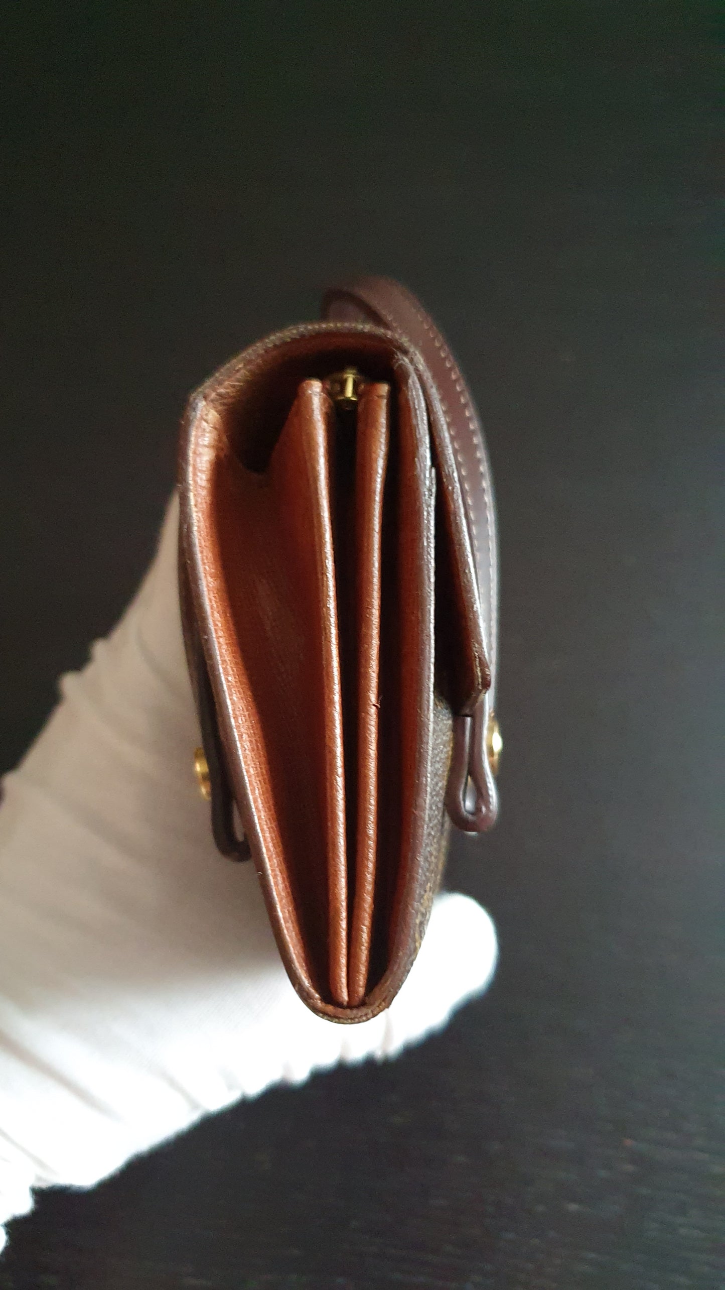 Authentic Vintage Louis Vuitton (2) Upcycle Brown Monogram Wallet with Two Handles