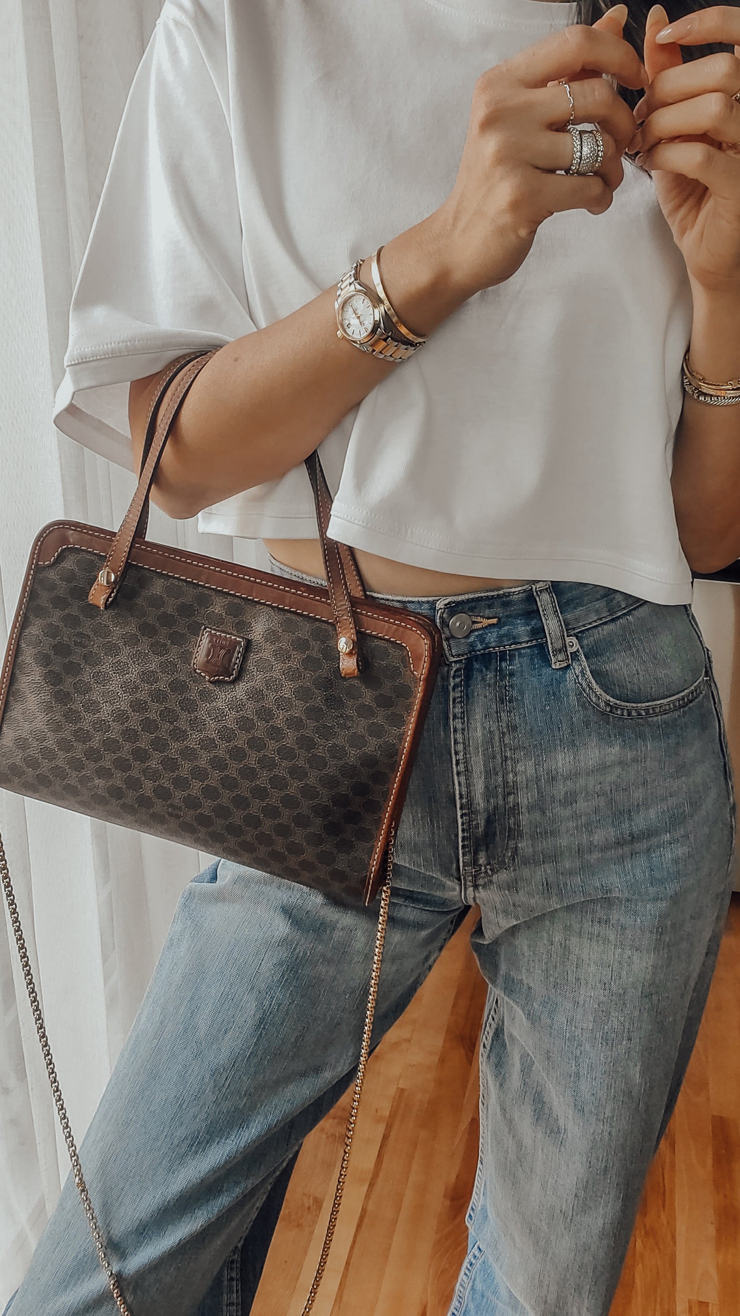 Authentic Vintage Celine Upcycle Purse (with Two Handle Straps)