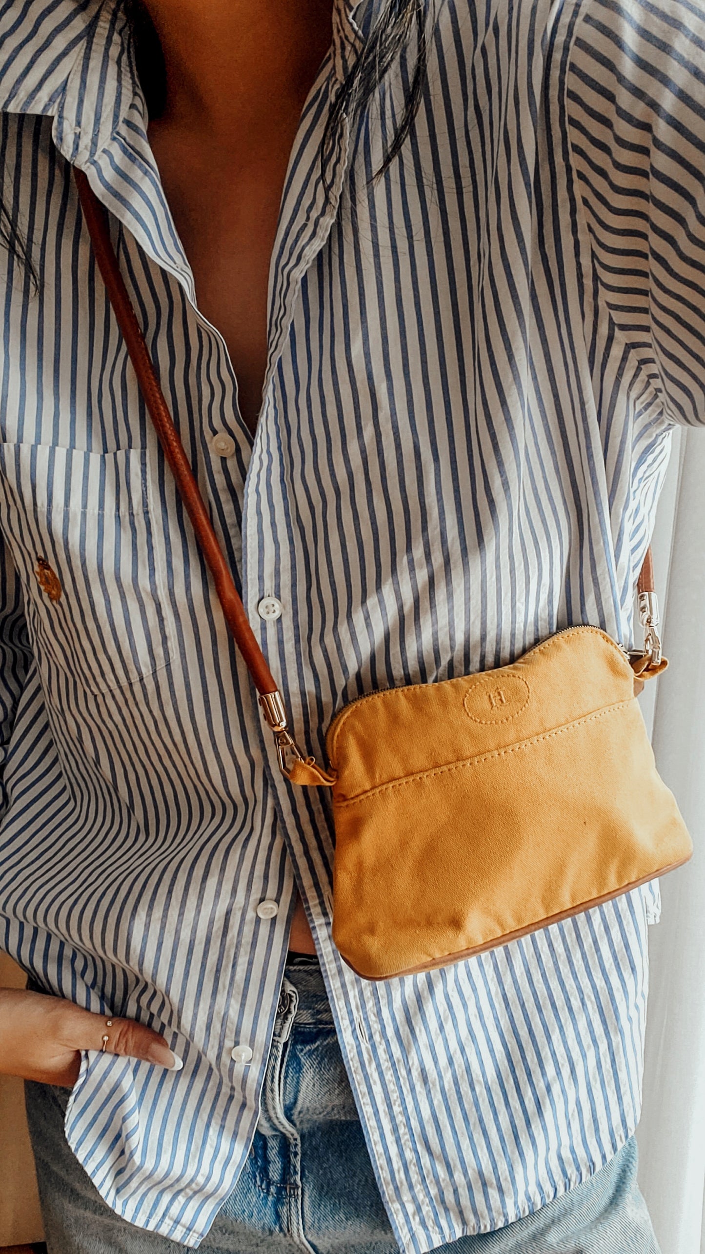 Authentic Hermès Upcycle Canvas Pochette with Strap